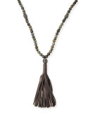 Labradorite Bead Necklace with Suede Tassel