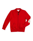 Jaxson Zip-Front Cotton Cardigan, Red, Size 4-14