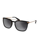 Ronson Polarized Rectangular Top-Bar Sunglasses