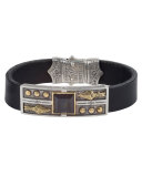 Men's Leather Bracelet with Hawk's Eye