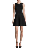 Este Sleeveless Fit-and-Flare Scuba Dress, Black