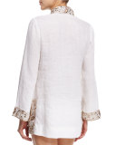 Viceroy Beaded Linen Short Coverup Tunic, White