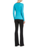 Mid-Rise Flare-Leg Pants, Black