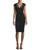 Joni Cutout V-Neck Cocktail Dress, Navy