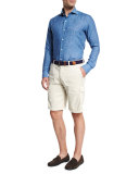 Garment-Dyed Cargo Shorts, Ivory