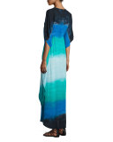 Julie Half-Sleeve Maxi Dress, Blue Pattern