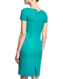 Short-Sleeve Sheath Dress, Turquoise