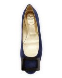 Gommette Suede Buckle Ballet Flat, Navy