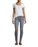The Icon Skinny Ripped Ankle-Zip Jeans, Mando