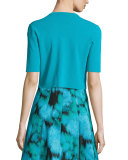 Half-Sleeve Cropped Cardigan, Teal