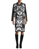 Layla Jacquard Sleeveless Sheath Dress, Caviar/Frost