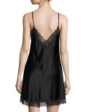 Sleek Lace-Trimmed Full Slip, Black