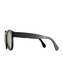 Sardinia Mirrored Square Sunglasses, Black/Gold