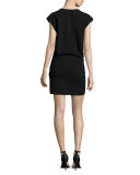 Cara V-Neck Cap-Sleeve Dress, Black