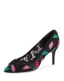 Erin Lace Bow 70mm Pump, Nero