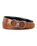 Reversible Gancini Leather Belt, Brown