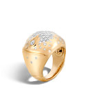 Bamboo 18k Gold Diamond Dome Ring, Size 7