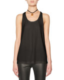 Scoop-Neck Tank w/Leather Padlock