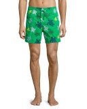 Mistral Turtle-Print Swim Trunks, Green