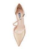 Luce Asymmetric-Strap Patent Pump, Nude