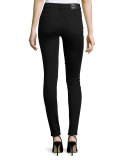The Charlie High-Rise Skinny Jeans w/Lace, Black