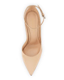 Patent Low-Collar Ankle-Wrap Pump, Nude