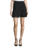 Aurora Pleated-Hem Mini Skirt, Black