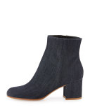 Velvet 60mm Block-Heel Ankle Boot, Blue