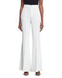 Dylan High-Waist Wide-Leg Pintuck Pants, Off White