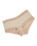 Lace-Trimmed Heather Jersey Boyshorts, Ivory Coal