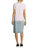 Slashed-Hem Cotton Jersey Tee, Pale Mauve