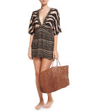 Cloe Lanai Caftan Coverup, Black