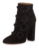 Ulyana Mink-Trim 105mm Bootie, Black