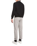 Fine-Gauge V-Neck Sweater, Black