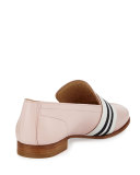 Amber Striped-Web Leather Loafer, Pink