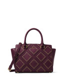 Selma Medium Diamond-Grommet Satchel Bag, Plum