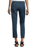 Twill Boyfriend Trousers, Slate Blue