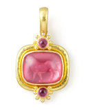 Roaring Lion Intaglio 19k Gold Pendant, Pink