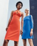 Nooren Sleeveless Grecian Cocktail Dress, Aragosta Orange