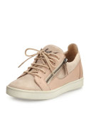 Breck Suede Side-Zip Sneaker, Pallido