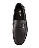 Saffiano Side-Buckle Driver, Black
