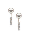 18K Rose Gold Linear Diamond & Pearl Jacket Earrings
