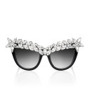 Decadence Crystal-Brow Sunglasses, Black