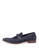 B Volute Suede & Leather Loafer, Navy