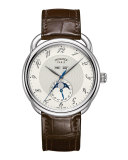 Arceau Grande Lune Watch on a Matte Havana Alligator Strap