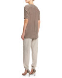 Tapered Cuff Pants, Tan