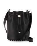 Alpha Leather Bucket Bag, Black