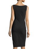 3/4-Sleeve Stretch Jersey Tunic, Nero