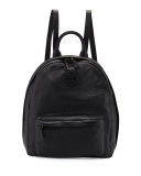 Zip-Around Leather Backpack, Black