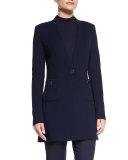 Milano Pique Knit V-Neck Jacket, Navy